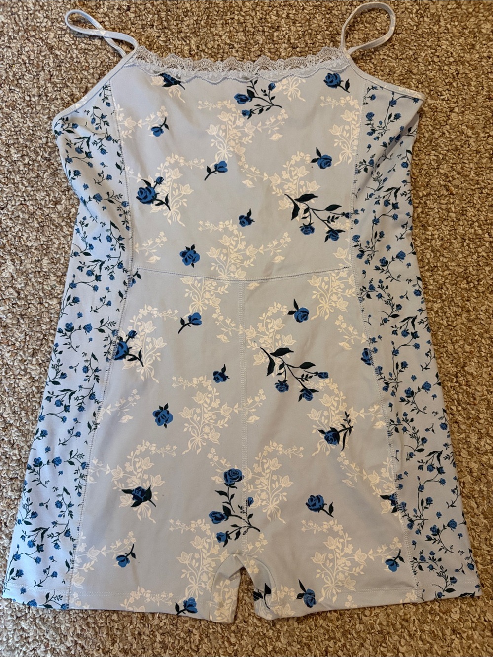 Wild Fable Blue Floral Romper with Blue Rose Print